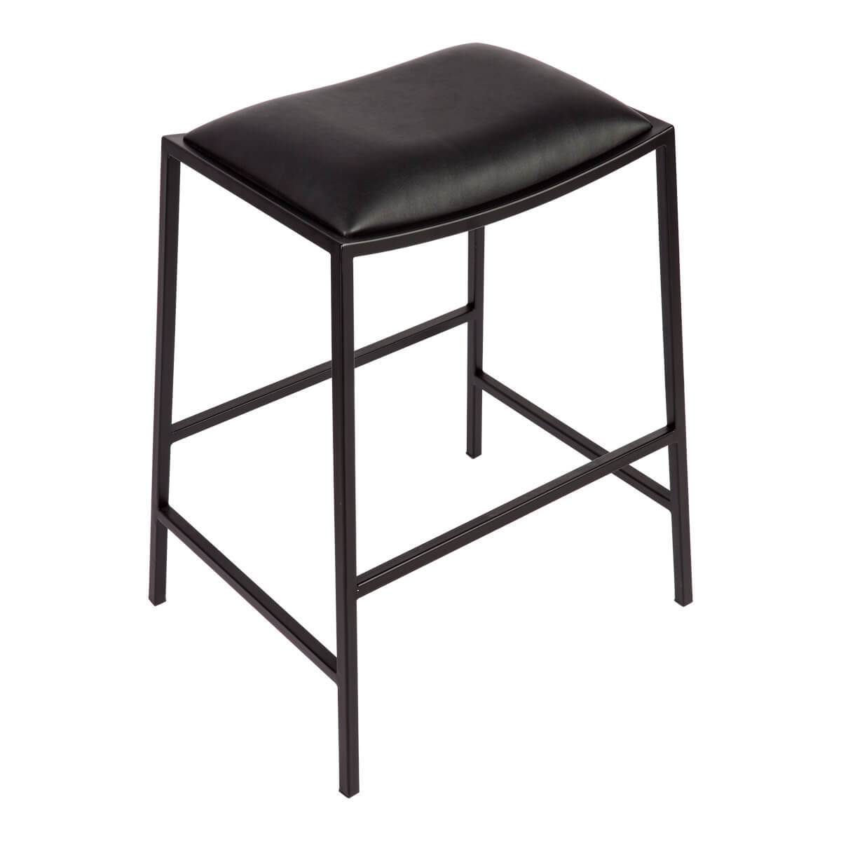 Rubin | Modern Black Vegan Leather Bar Stools | Black