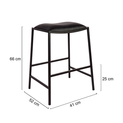 Rubin | Modern Black Vegan Leather Bar Stools | Gold