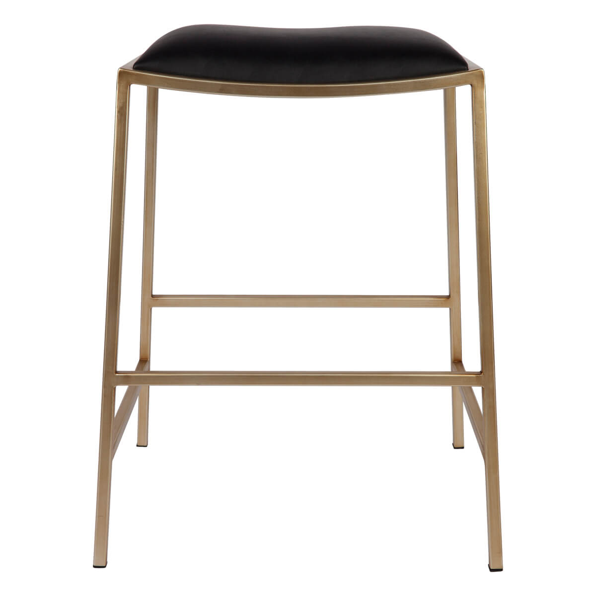 Rubin | Modern Black Vegan Leather Bar Stools | Gold