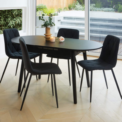 Sacramento | Wooden Ceramic Black Grey 1.4m Oval Extension Table | Greystone