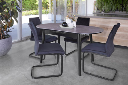 Sacramento | Wooden Ceramic Black Grey 1.4m Oval Extension Table | Greystone