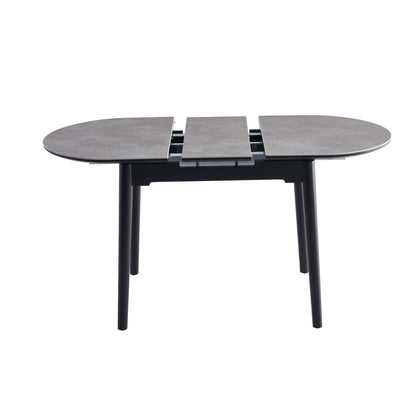 Sacramento | Wooden Ceramic Black Grey 1.4m Oval Extension Table | Greystone