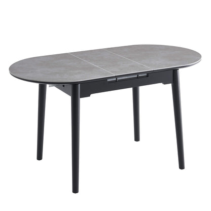 Sacramento | Wooden Ceramic Black Grey 1.4m Oval Extension Table | Greystone