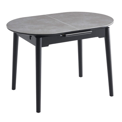 Sacramento | Wooden Ceramic Black Grey 1.4m Oval Extension Table | Greystone