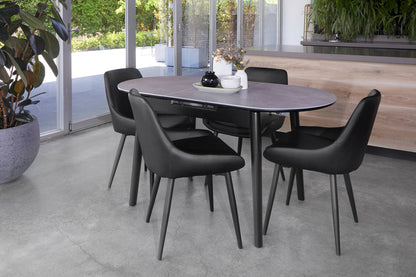 Sacramento | Wooden Ceramic Black Grey 1.4m Oval Extension Table | Greystone