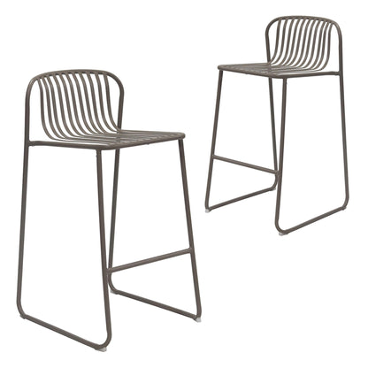 Santorini | Modern Metal Brown White Outdoor Bar Stools | Set Of 2 | Brown