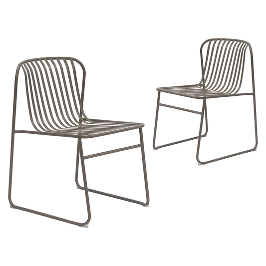 Santorini | Modern Metal Brown Outdoor Dining Chairs | Brown