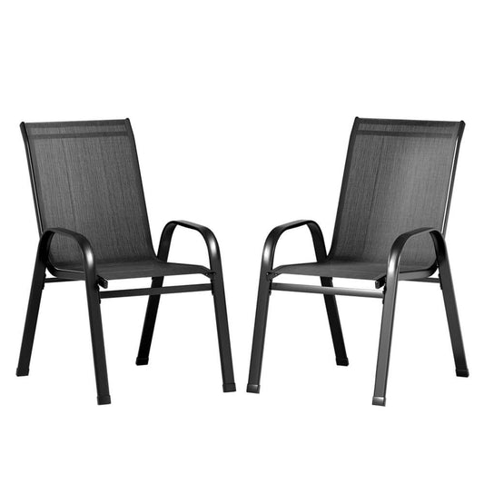 Savannah | Stackable Black Metal Outdoor Dining Chairs | Set Of 2 | Black