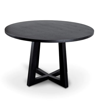 Scottsdale | Coastal 1.2m Black Natural Wooden Round Dining Table | Black