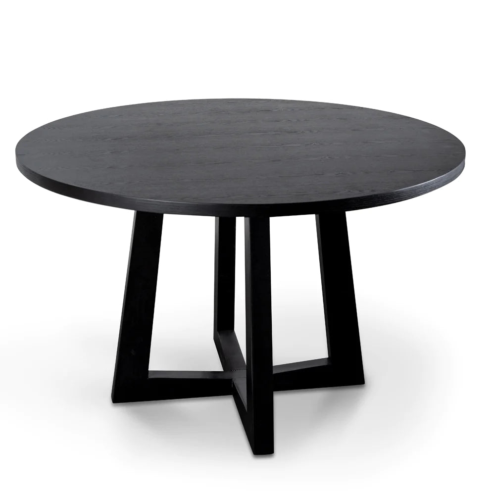 Scottsdale | Coastal 1.2m Black Natural Wooden Round Dining Table | Black