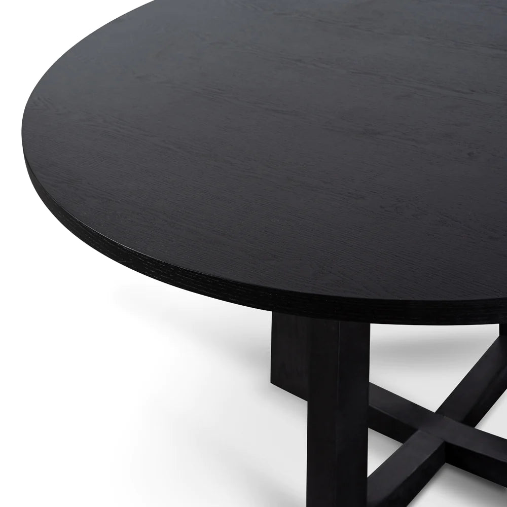 Scottsdale | Coastal 1.2m Black Natural Wooden Round Dining Table | Black