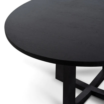 Scottsdale | Coastal 1.2m Black Natural Wooden Round Dining Table | Black