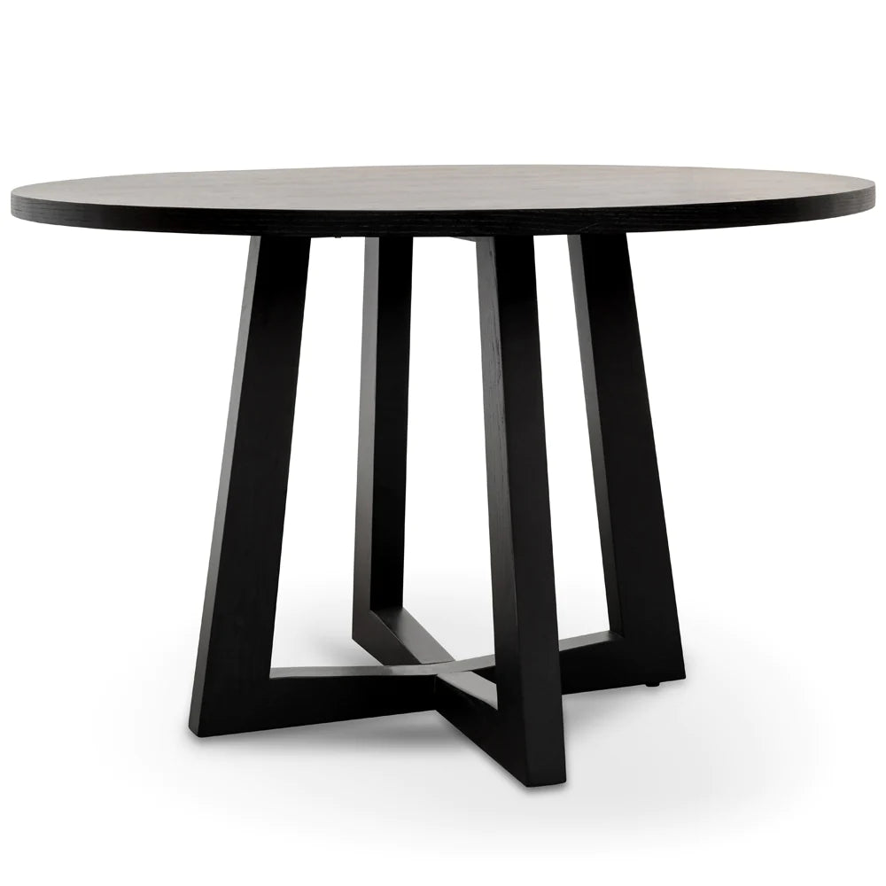 Scottsdale | Coastal 1.2m Black Natural Wooden Round Dining Table | Black