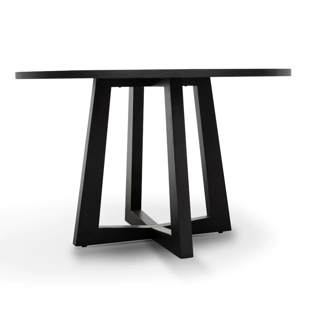 Scottsdale | Coastal 1.2m Black Natural Wooden Round Dining Table | Black