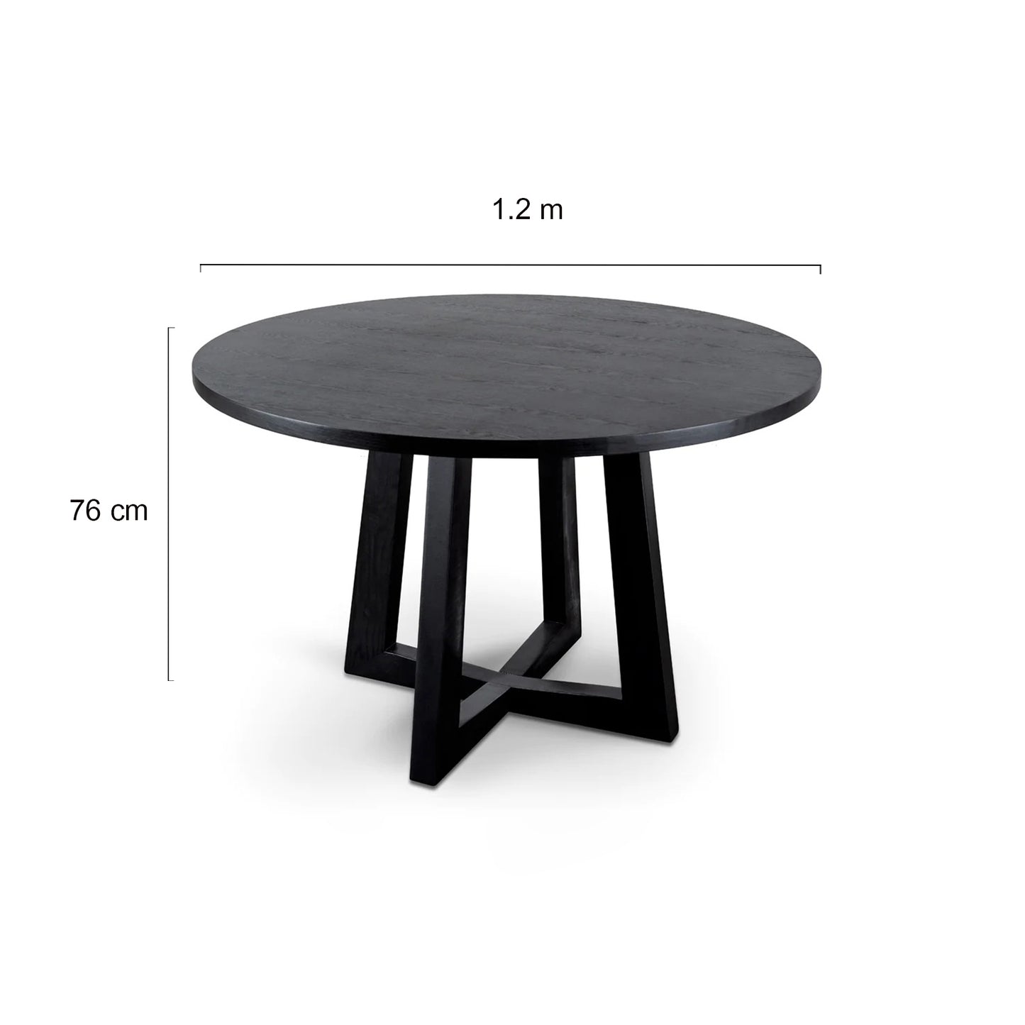 Scottsdale | Coastal 1.2m Black Natural Wooden Round Dining Table | Black