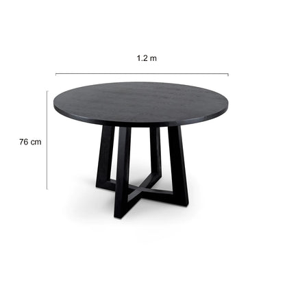 Scottsdale | Coastal 1.2m Black Natural Wooden Round Dining Table | Black