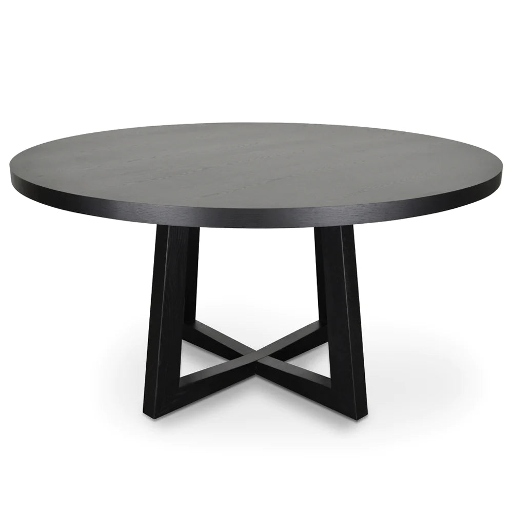 Scottsdale | Coastal 1.5m Black Natural Wooden Round Dining Table | Black