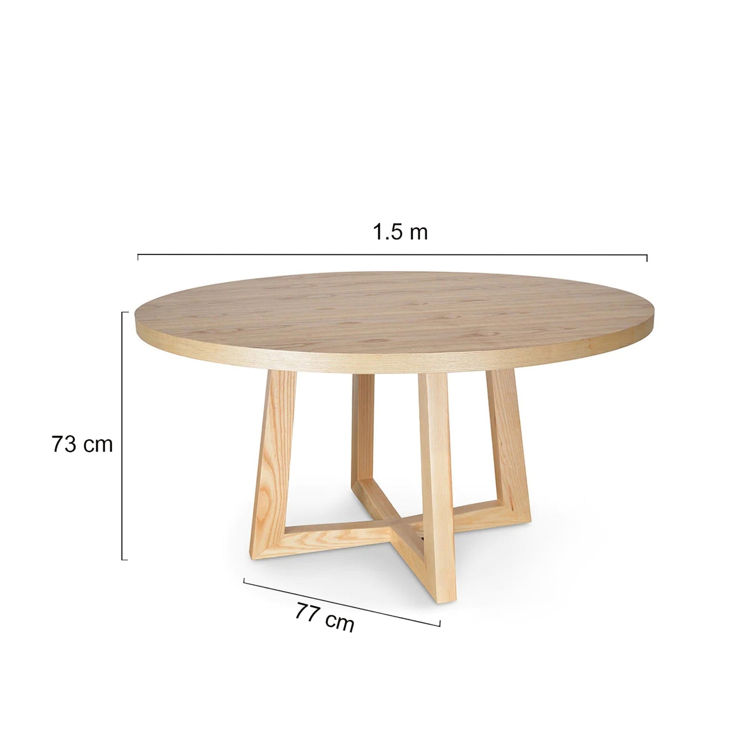 Scottsdale | Coastal 1.5m Black Natural Wooden Round Dining Table | Natural