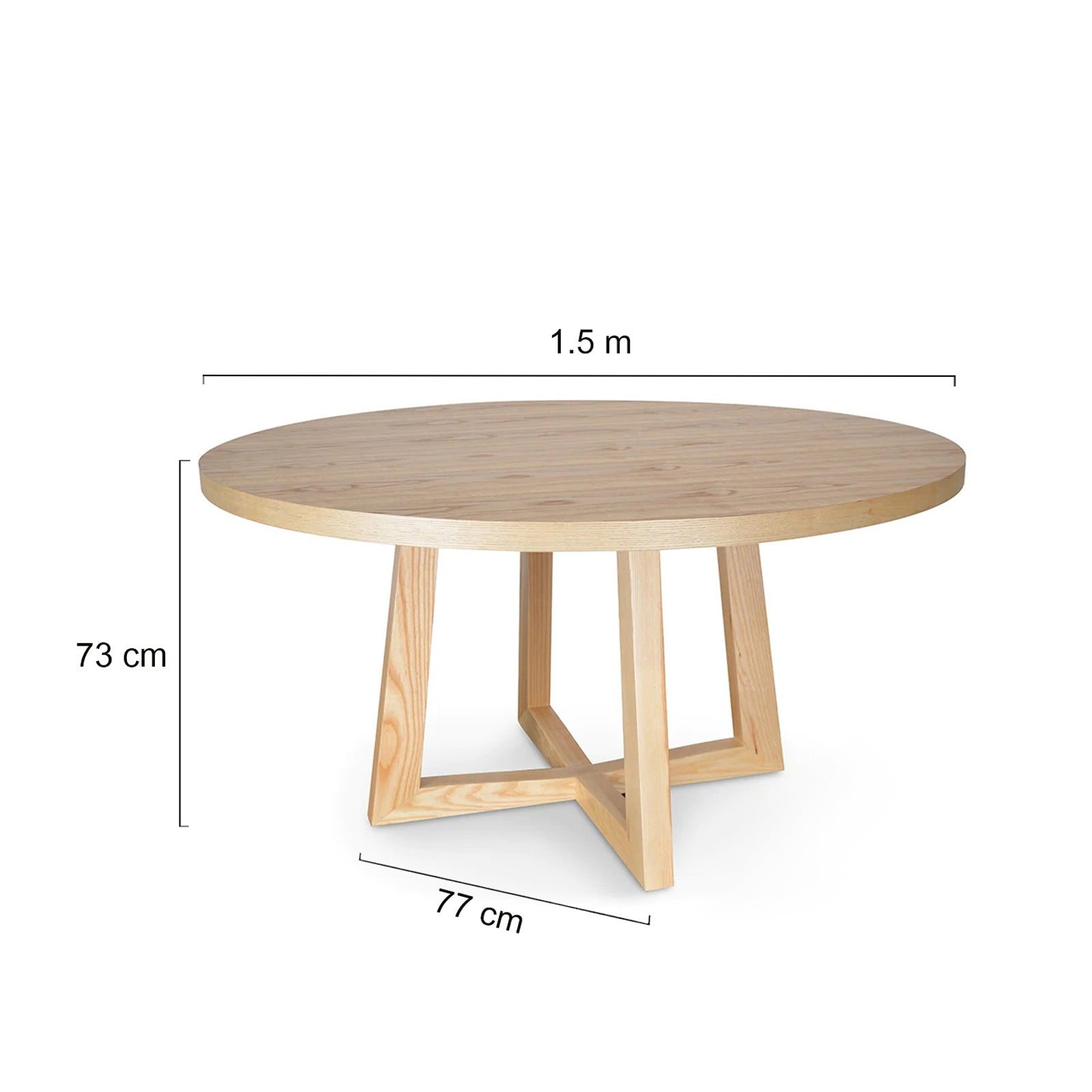 Scottsdale | Coastal 1.5m Black Natural Wooden Round Dining Table | Natural