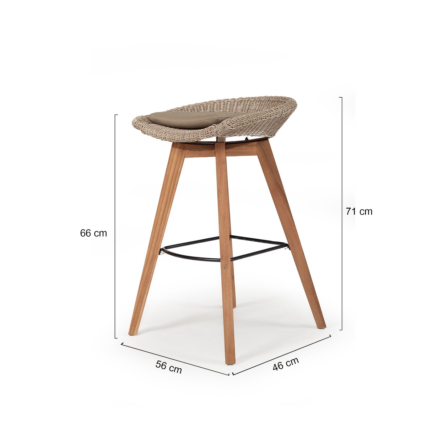 Seaview | Coastal 67cm  Backless Teak Wood Indoor Outdoor Bar Stools | Set Of 2