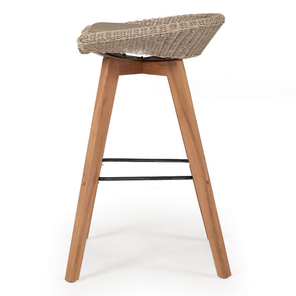 Seaview | Coastal 67cm  Backless Teak Wood Indoor Outdoor Bar Stools | Set Of 2