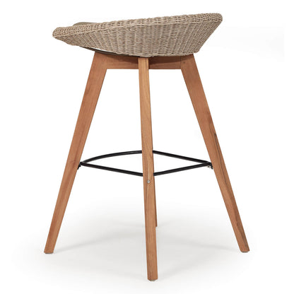 Seaview | Coastal 67cm  Backless Teak Wood Indoor Outdoor Bar Stools | Set Of 2