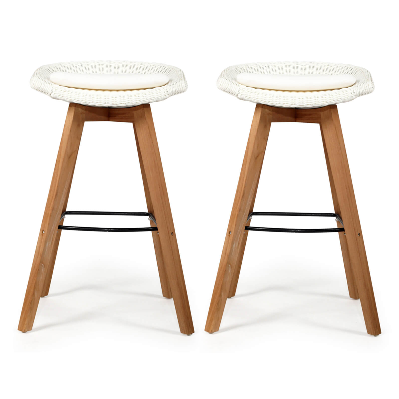 Seaview | Coastal 67cm  Backless Teak Wood Indoor Outdoor Bar Stools | Set Of 2