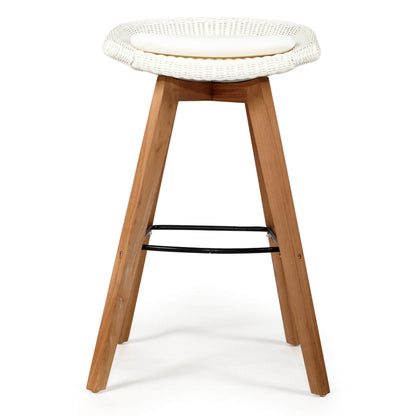 Seaview | Coastal 67cm  Backless Teak Wood Indoor Outdoor Bar Stools | Set Of 2