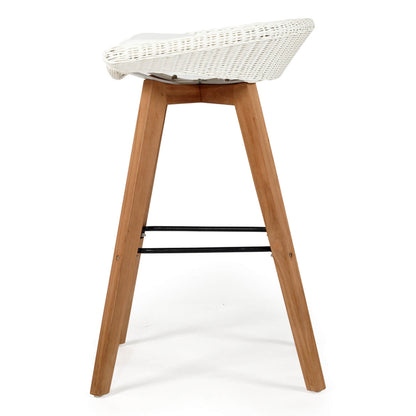 Seaview | Coastal 67cm  Backless Teak Wood Indoor Outdoor Bar Stools | Set Of 2