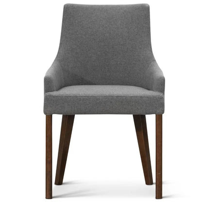 Sentinel | Modern Grey Fabric Wooden Dining Chair With Arms | Set Of 2 | Grey