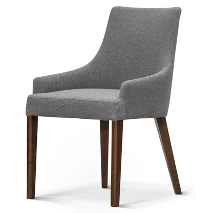 Sentinel | Modern Grey Fabric Wooden Dining Chair With Arms | Set Of 2 | Grey