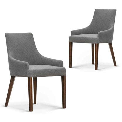 Sentinel | Modern Grey Fabric Wooden Dining Chair With Arms | Set Of 2 | Grey