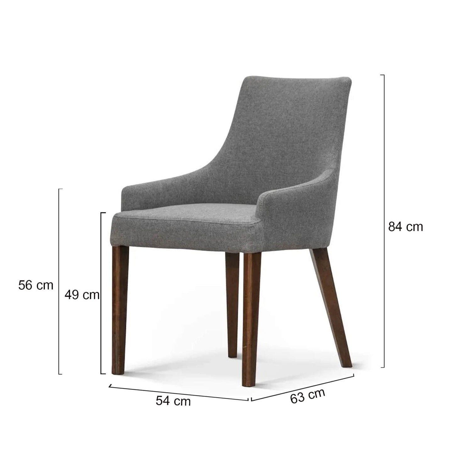 Sentinel | Modern Grey Fabric Wooden Dining Chair With Arms | Set Of 2 | Grey