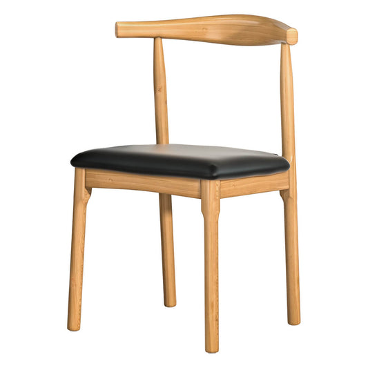 Seymour | Natural Wooden Black PU Leather Dining Chair | Black