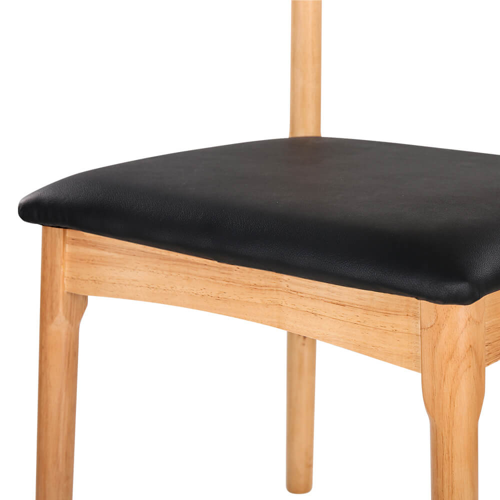 Seymour | Natural Wooden Black PU Leather Dining Chair | Black