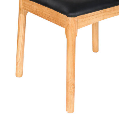 Seymour | Natural Wooden Black PU Leather Dining Chair | Black