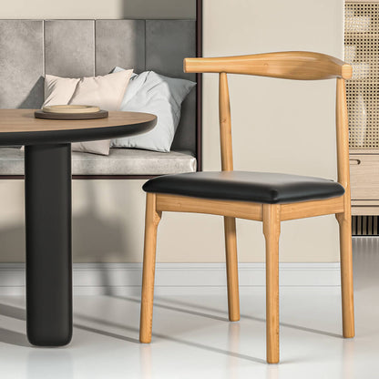 Seymour | Natural Wooden Black PU Leather Dining Chair | Black