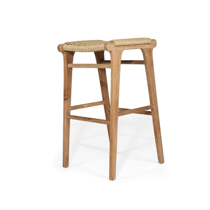 Shoreline | Coastal Sand Wooden Rattan Backless Bar Stools | Sand