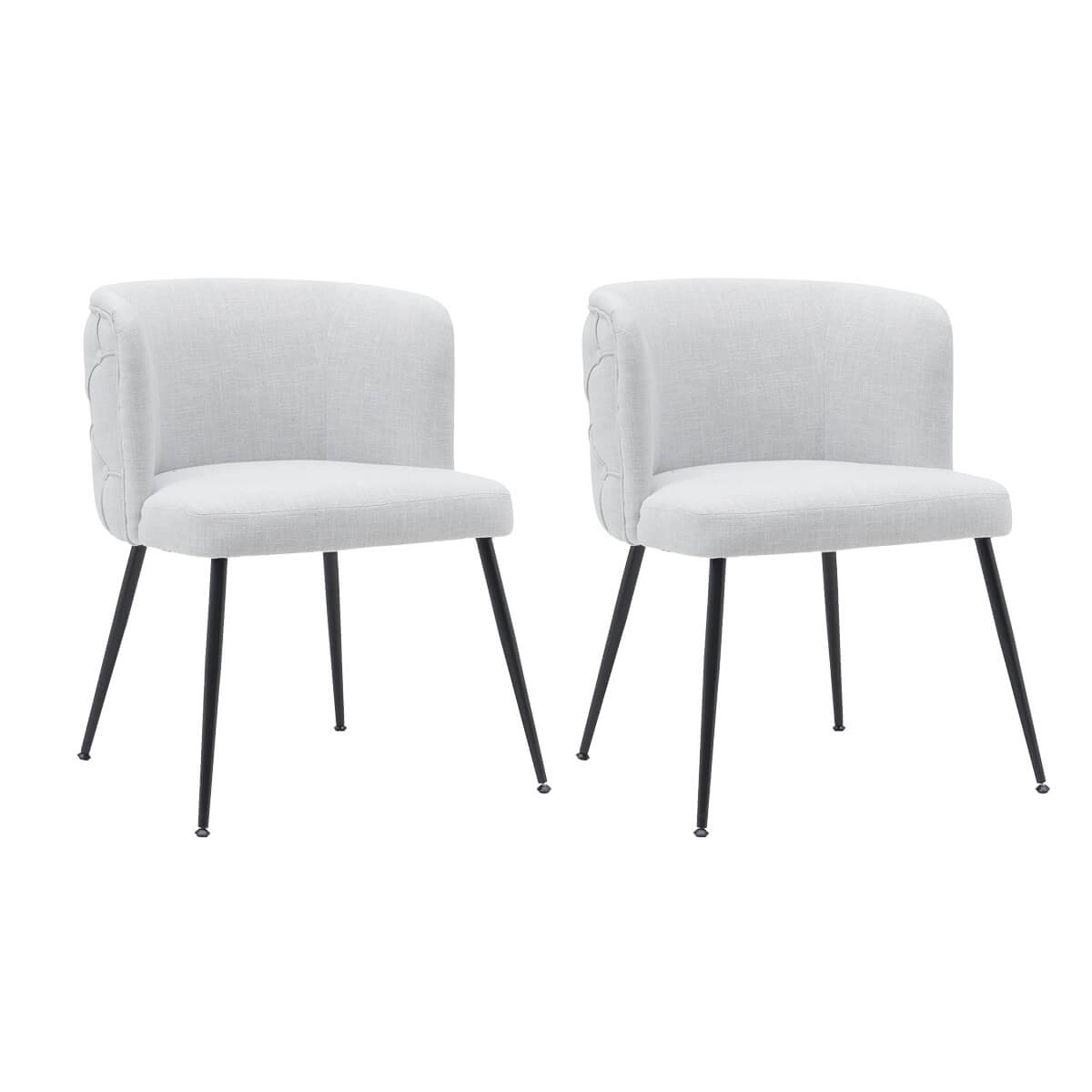 Modern Grey Fabric Dining Chairs With Arms