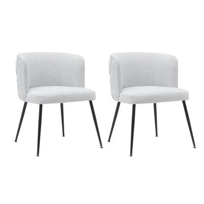 Modern Grey Fabric Dining Chairs With Arms