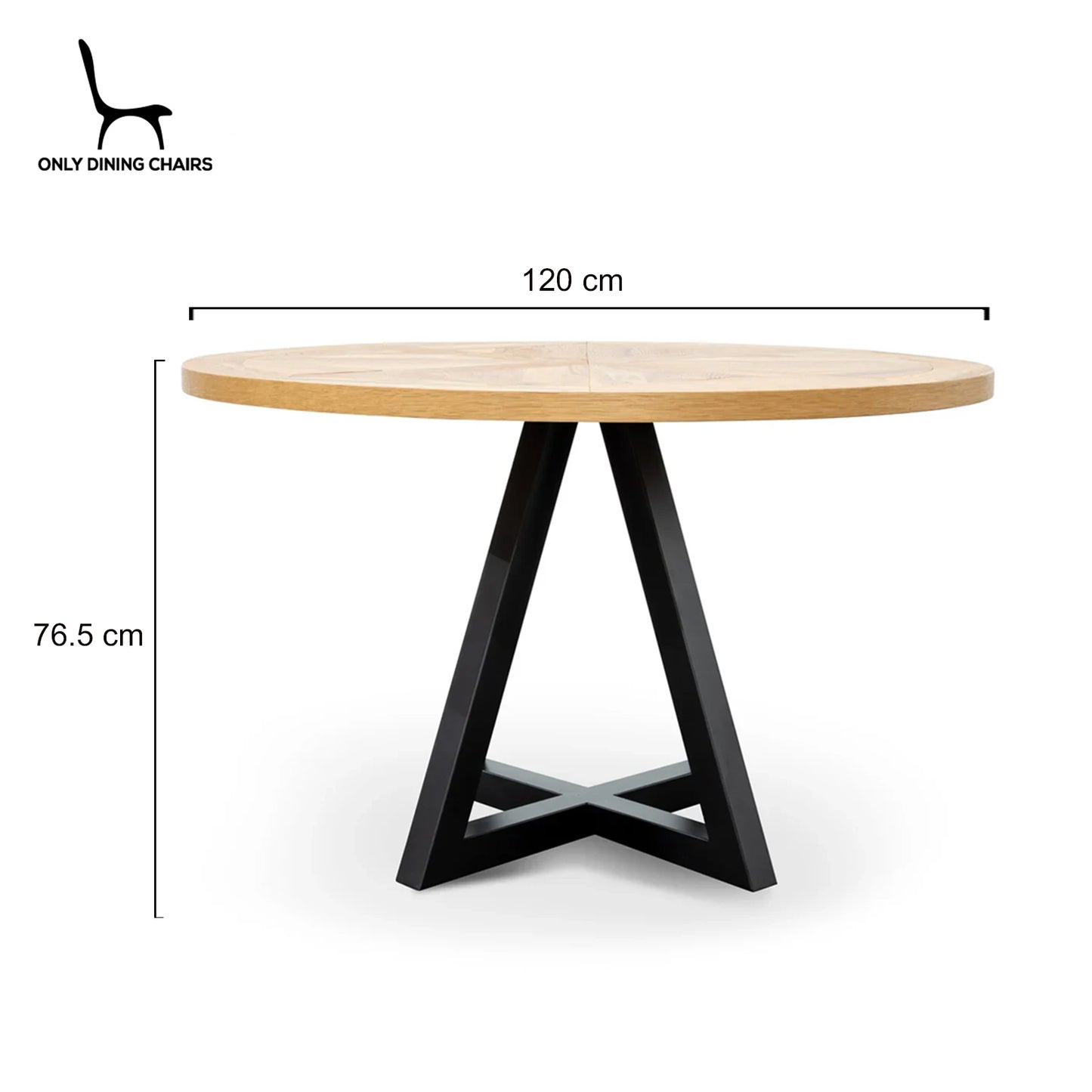 Somers | 1.25cm Metal Natural Oak Wooden Dining Table