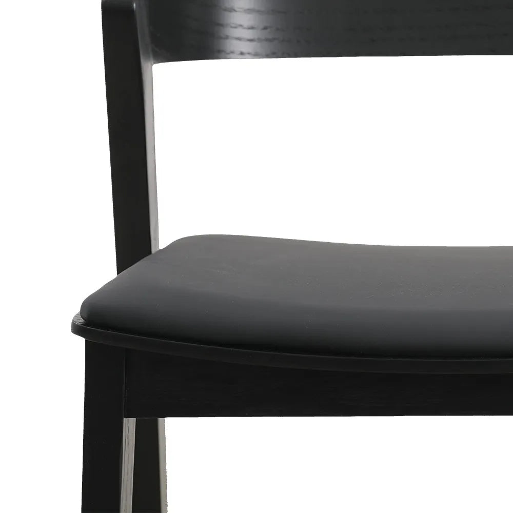 Springwood | Coastal Black Natural PU Leather Wooden Dining Chairs | Set Of 2 | Black