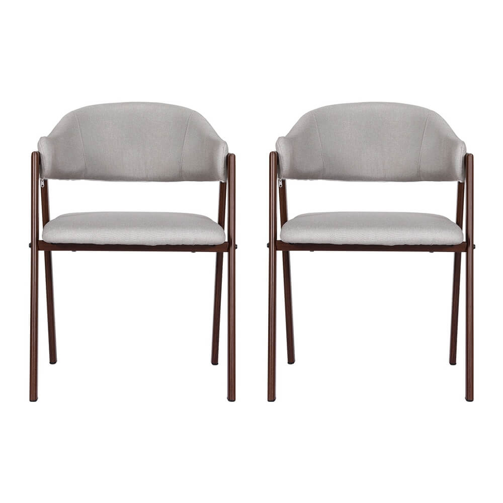 Staplyton | Scandinavian Grey Fabric Dining Chairs With Arms | Grey