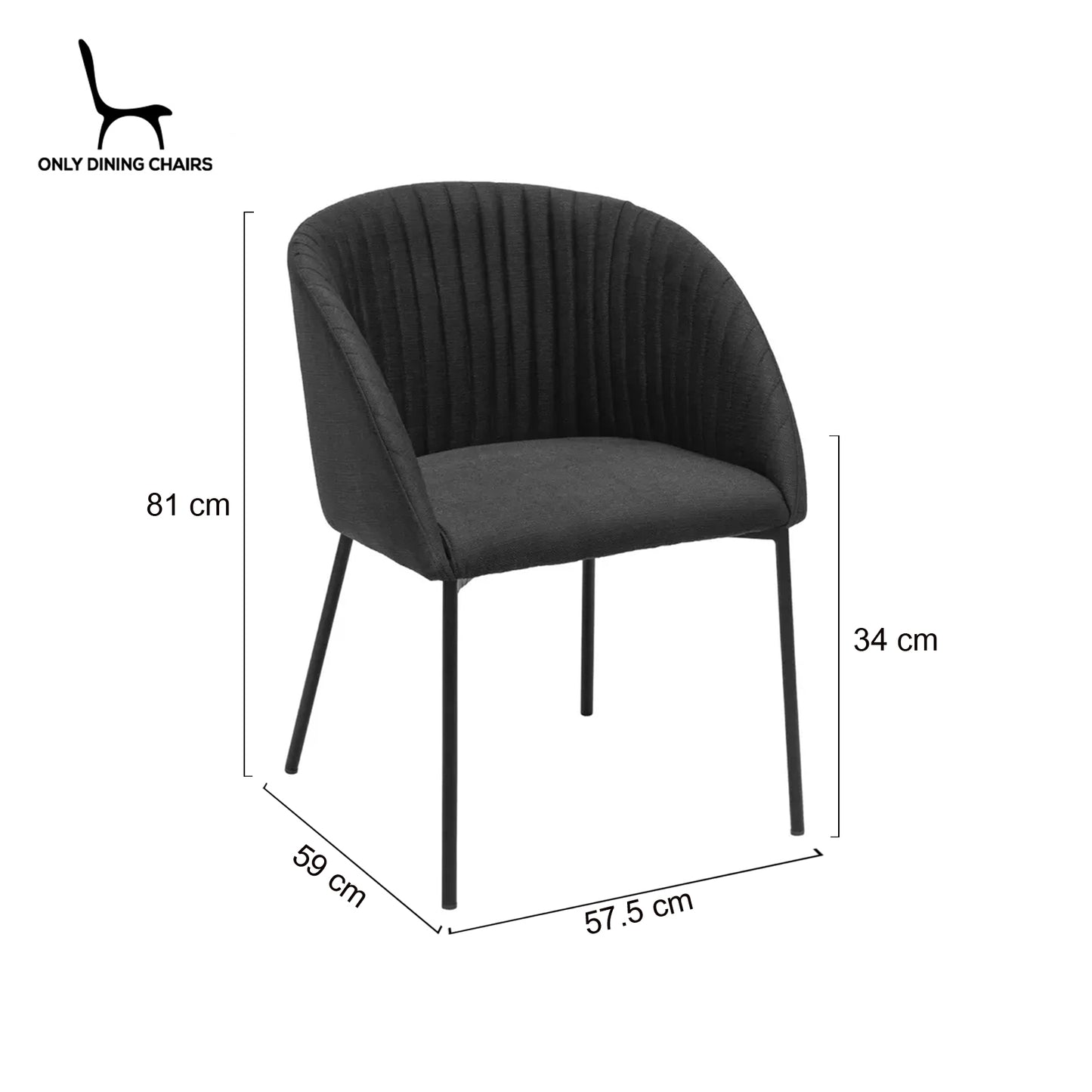 Stoneleigh | Modern Fabric Metal Dining Chair With Arms | Black