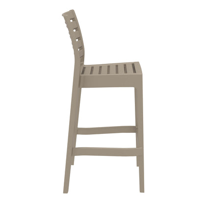 Sunnyhill | Modern Plastic Outdoor Bar Stools | Set Of 4 | Taupe