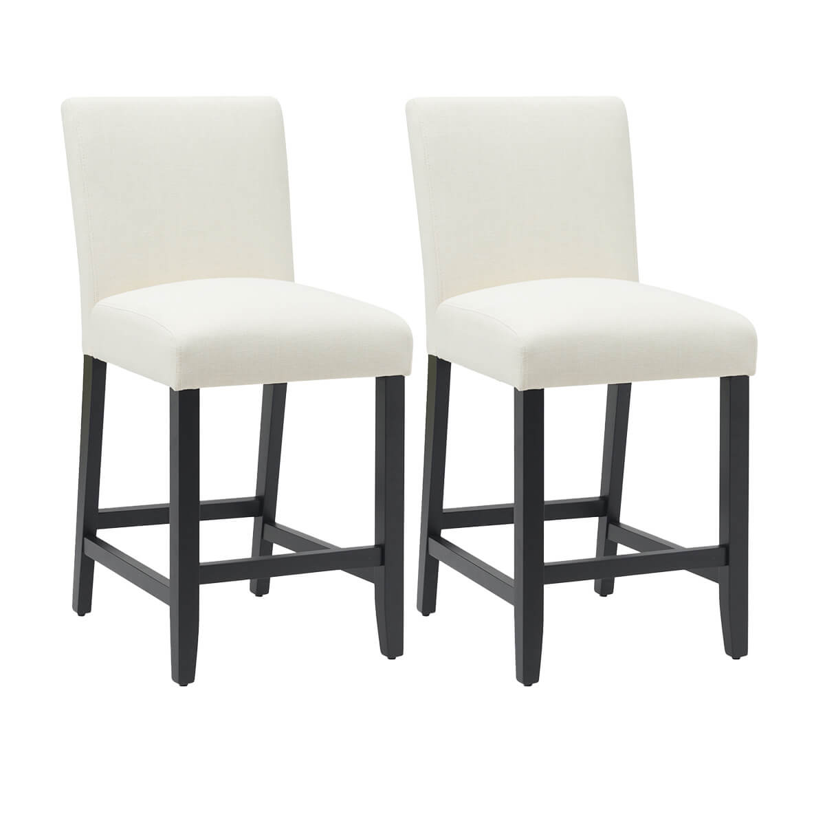 Contemporary Off White Fabric Wooden Bar Stools