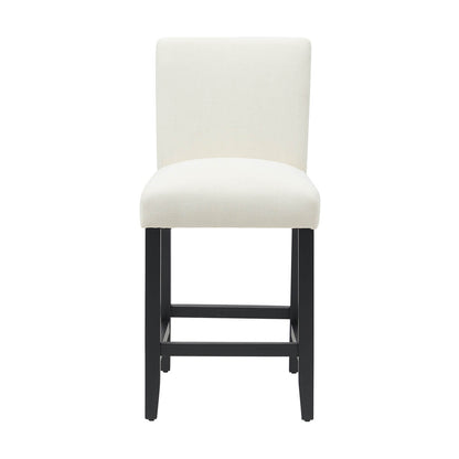 Contemporary Off White Fabric Wooden Bar Stools