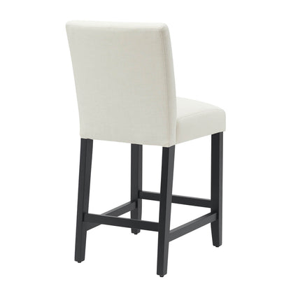 Contemporary Off White Fabric Wooden Bar Stools