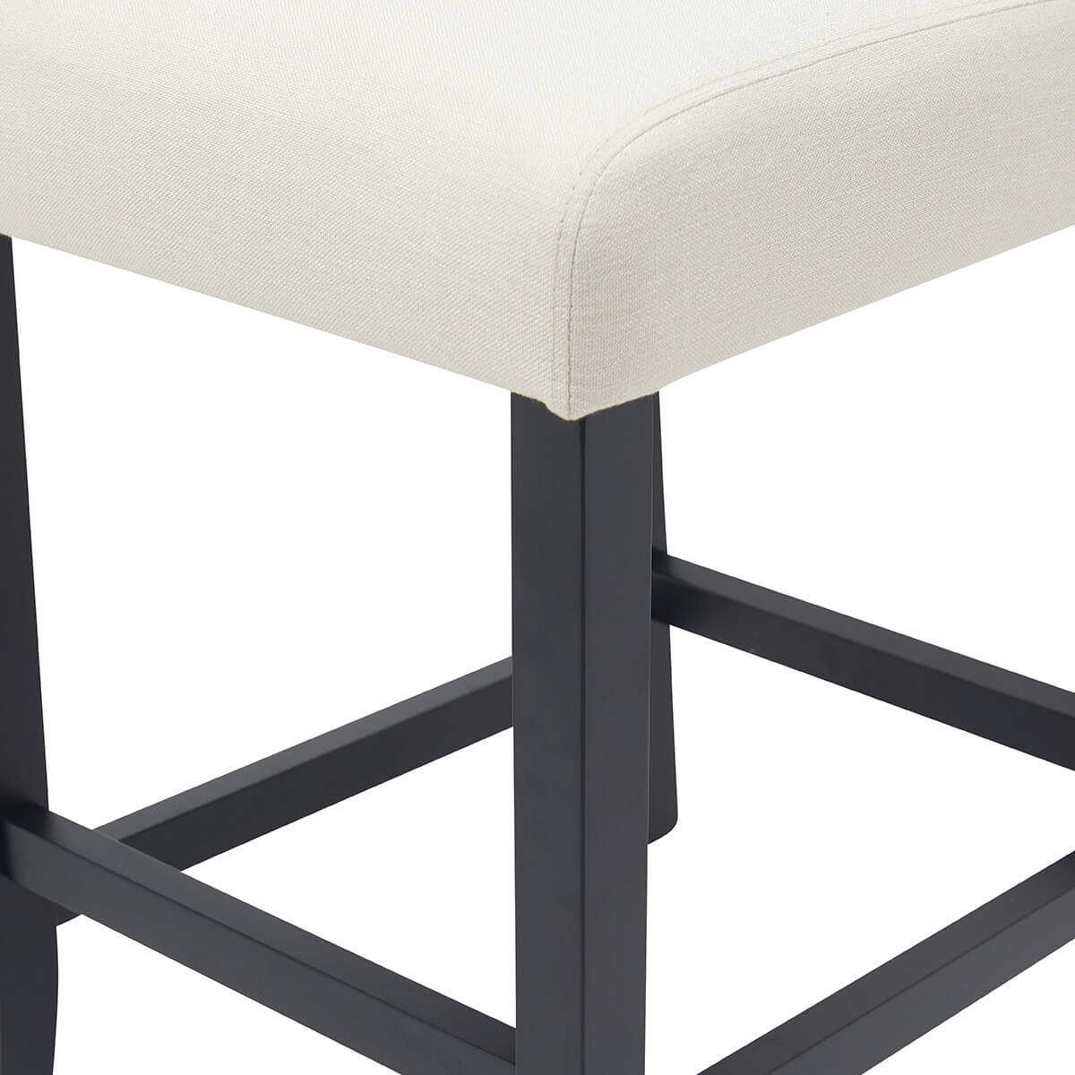 Contemporary Off White Fabric Wooden Bar Stools