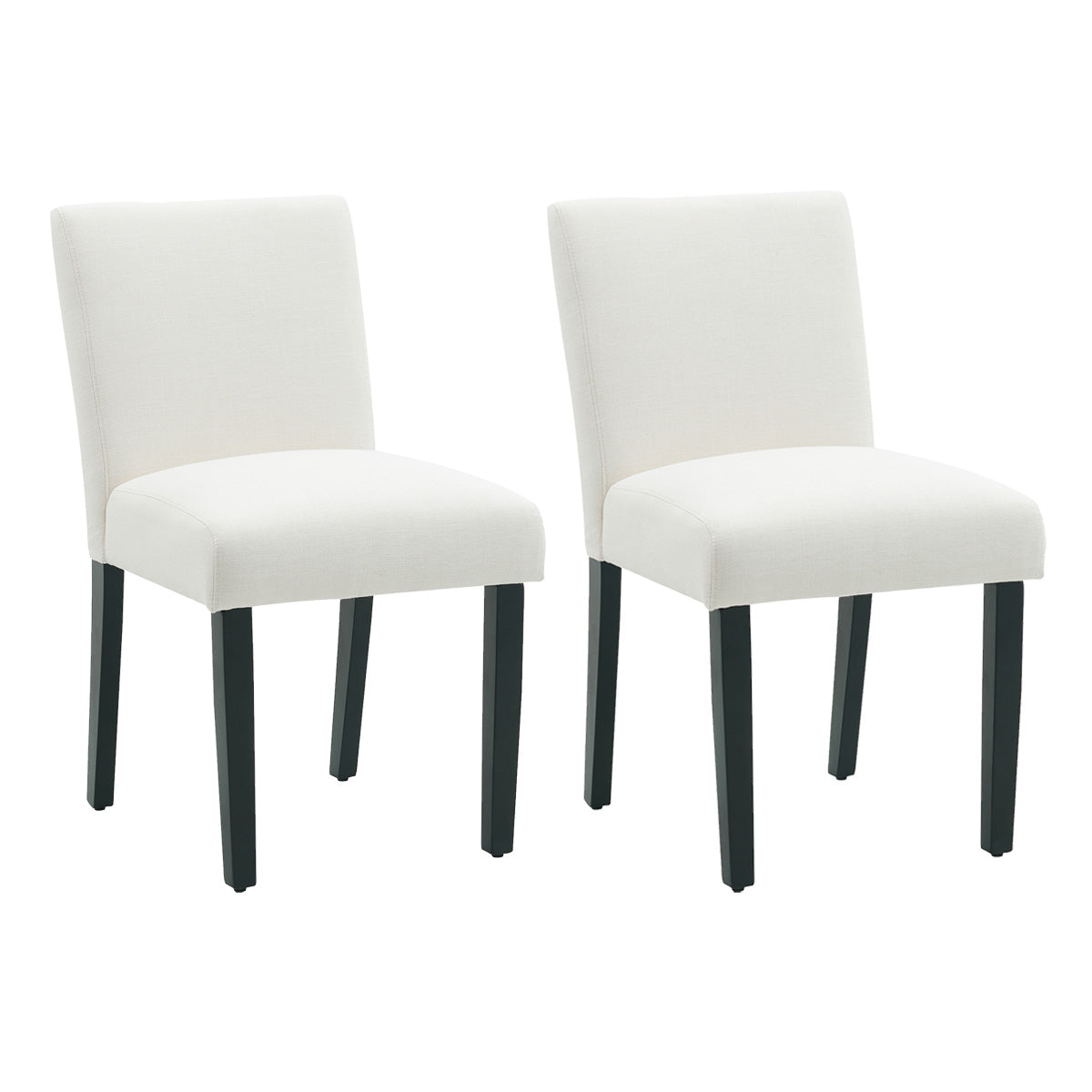 Contemporary Off White Fabric Wooden Dining Chairs